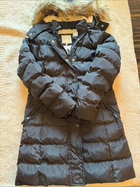 Copper Key Girls Black Puffer Coat with Faux Fur Hood